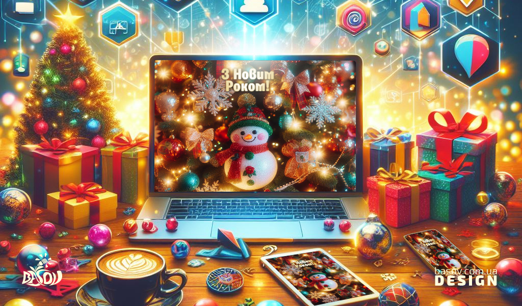 Новорічна вітальна листівка банер для соціальних мереж